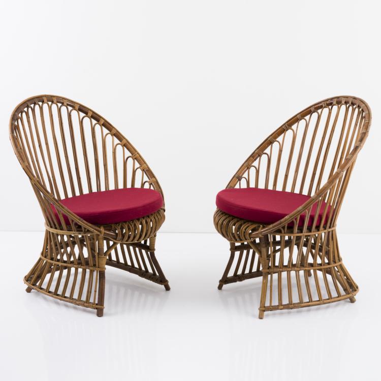 Hauptbild zu Objekt, 2 wicker chairs, c. 1956, Italien, 157B 333