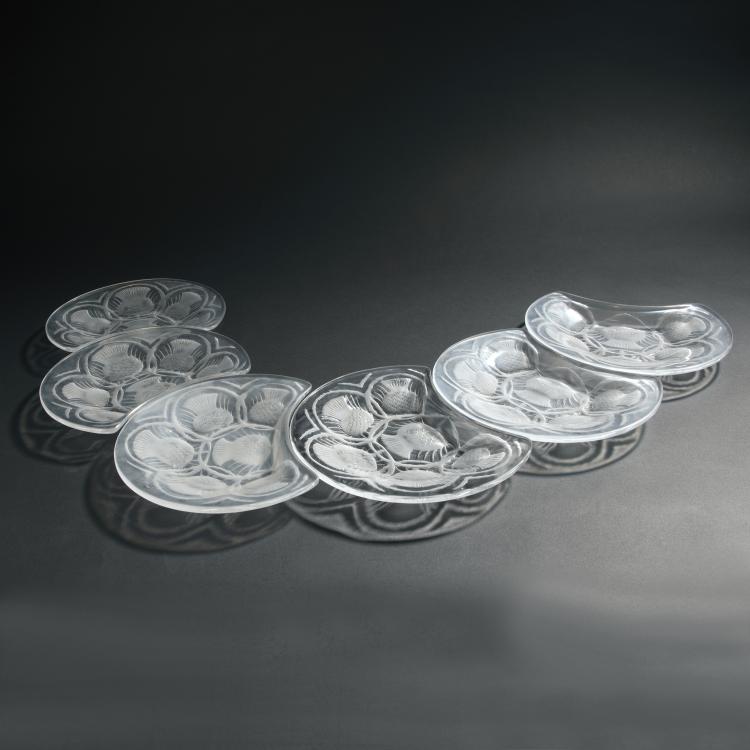 Hauptbild zu Objekt, Sechs Teller 'Chardons', 1953, Marc Lalique, Lalique, Ren&eacute;, Wingen-sur-Moder, 156A 63