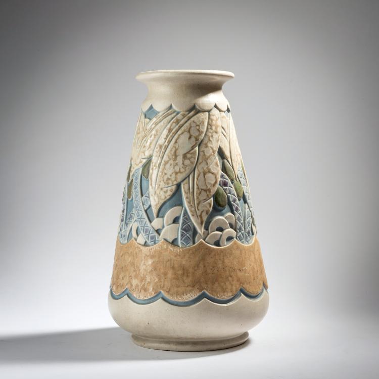 Hauptbild zu Objekt, Tall 'Palm Trees' vase, c. 1930, G&eacute;o(rges) Cond&eacute;, Mougin, Joseph & Pierre, Nancy, 156C 619