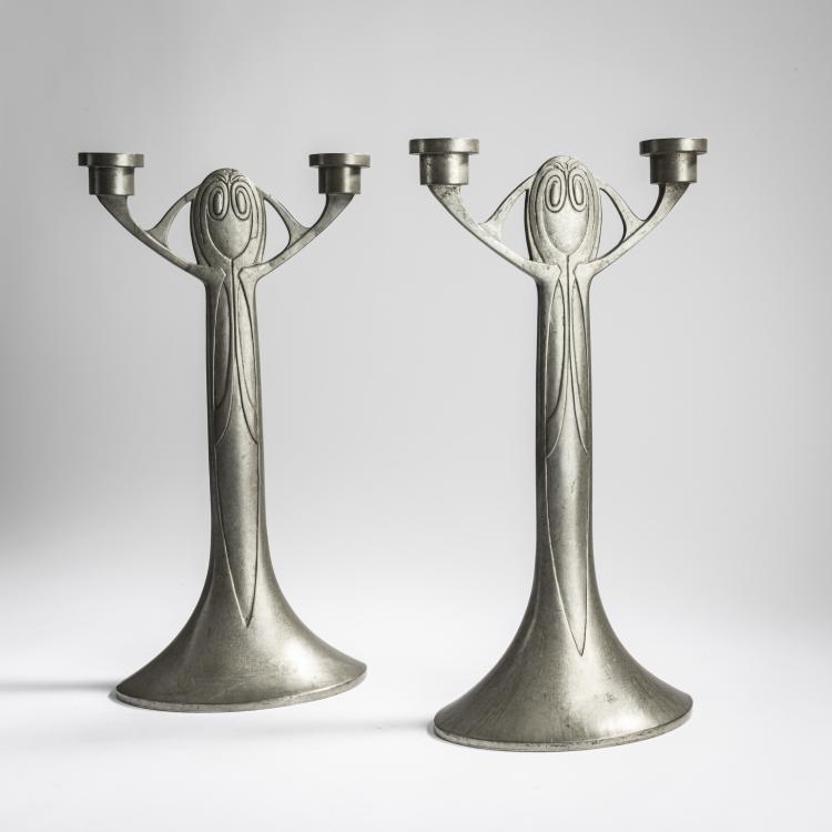 Hauptbild zu Objekt, Two candlesticks, c. 1902, Joseph Maria Olbrich, Hueck, Eduard, L&uuml;denscheid, 156C 561