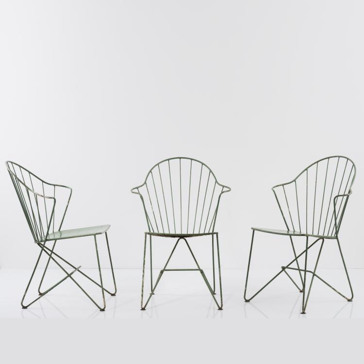 Bild 1 zu Objekt, 3 'Auersperg' garden chairs, 1957 / 58, J. O. Wlader,V. M&ouml;dlhammer, Sonett, Wien, 157B 326