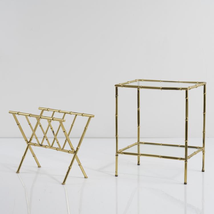 Hauptbild zu Objekt, 'Bamboo' side table and newspaper rack, c. 1970, Italien, 157B 490