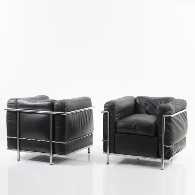 Bild 2 zu Objekt, 2 'LC 2' comfy chairs, 1928, Pierre Jeanneret,Charlotte Perriand,Le Corbusier Charles-&Eacute;douard Jeanneret-Gris, Cassina, Mailand, 158B 344