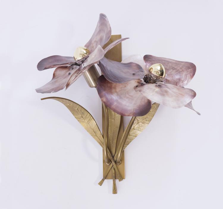 Bild 2 zu Objekt, 2 wall lights with mother-of-pearl leaves, 1950s, Willy Daro, Daro, Willy, Belgien, 157B 277