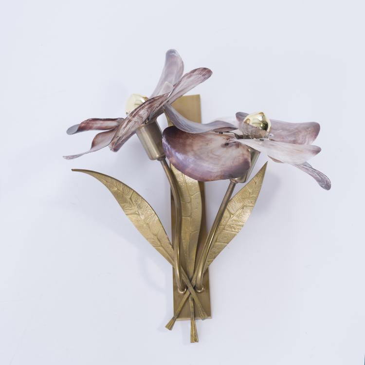 Bild 3 zu Objekt, 2 wall lights with mother-of-pearl leaves, 1950s, Willy Daro, Daro, Willy, Belgien, 157B 277