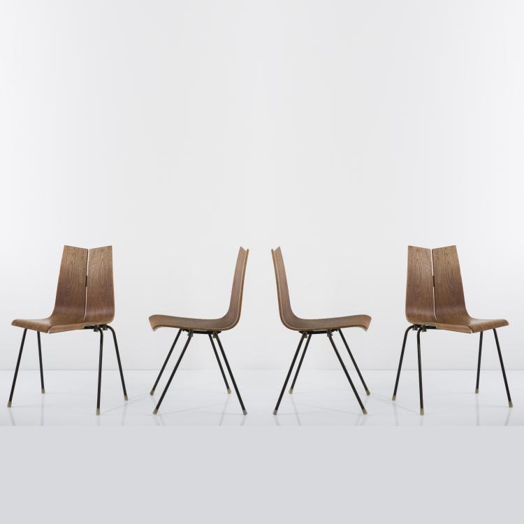 Hauptbild zu Objekt, 4 stackable 'GA' chairs, 1955, Hans Georg Bellmann, Domus KG, Schwaikheim; Horgen Glarus, Glarus, 157A 158