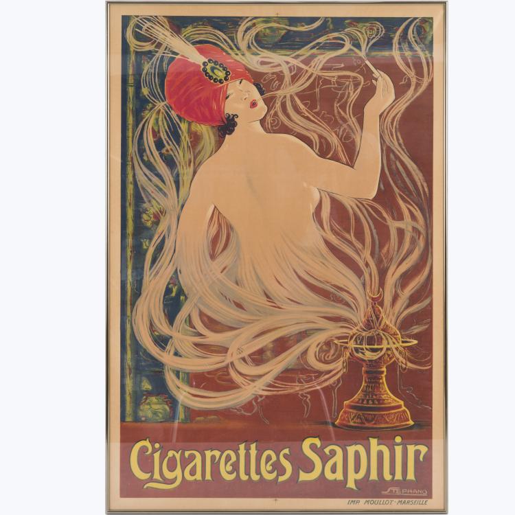 Hauptbild zu Objekt, Poster 'Cigarettes Saphire', c. 1910,  Stephano, Moullot, Marseille, 157C 903