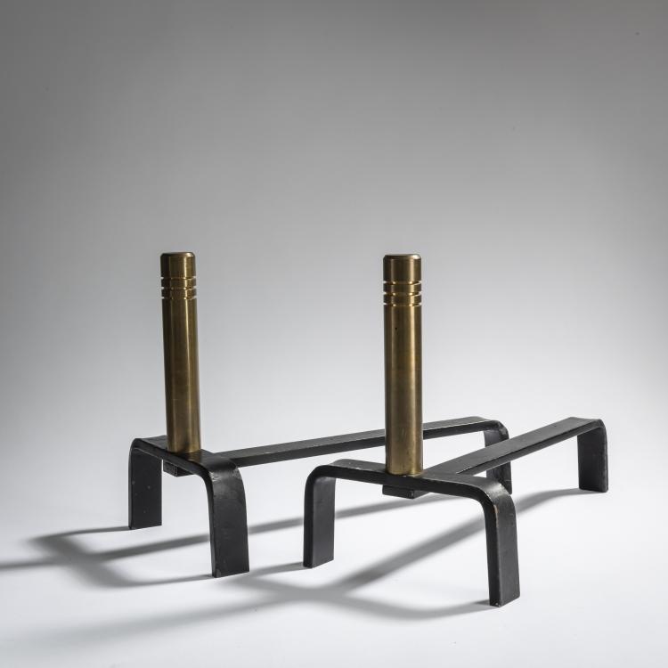 Hauptbild zu Objekt, 2 firedogs, 1970s, Tobia Scarpa (attributed), Dimensione Fuoco, San Giorgio Jonico (zugeschrieben), 157B 401