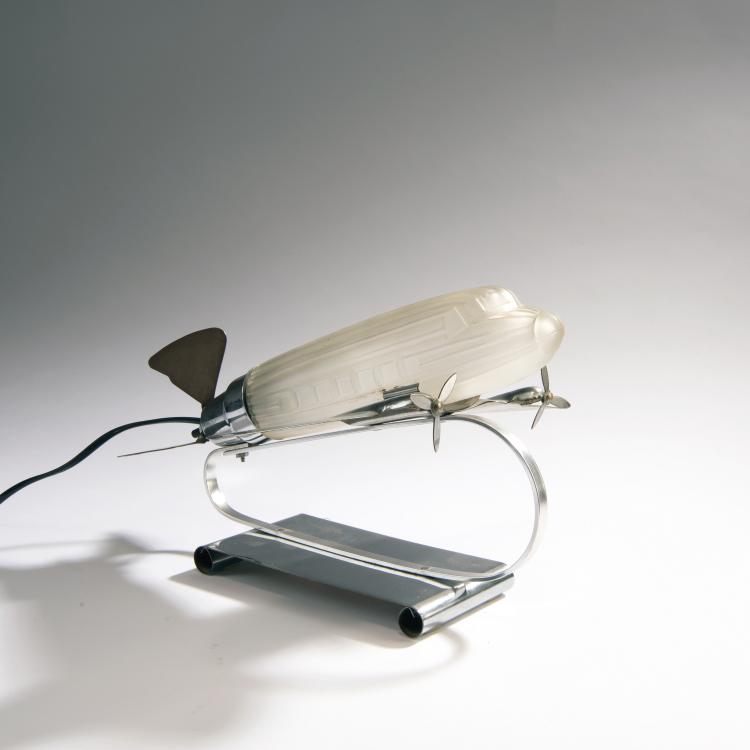 Hauptbild zu Objekt, Tischleuchte 'Dakota DC 3', 1930er Jahre, Sarsaparilla Deco Designs, New York, 157B 394