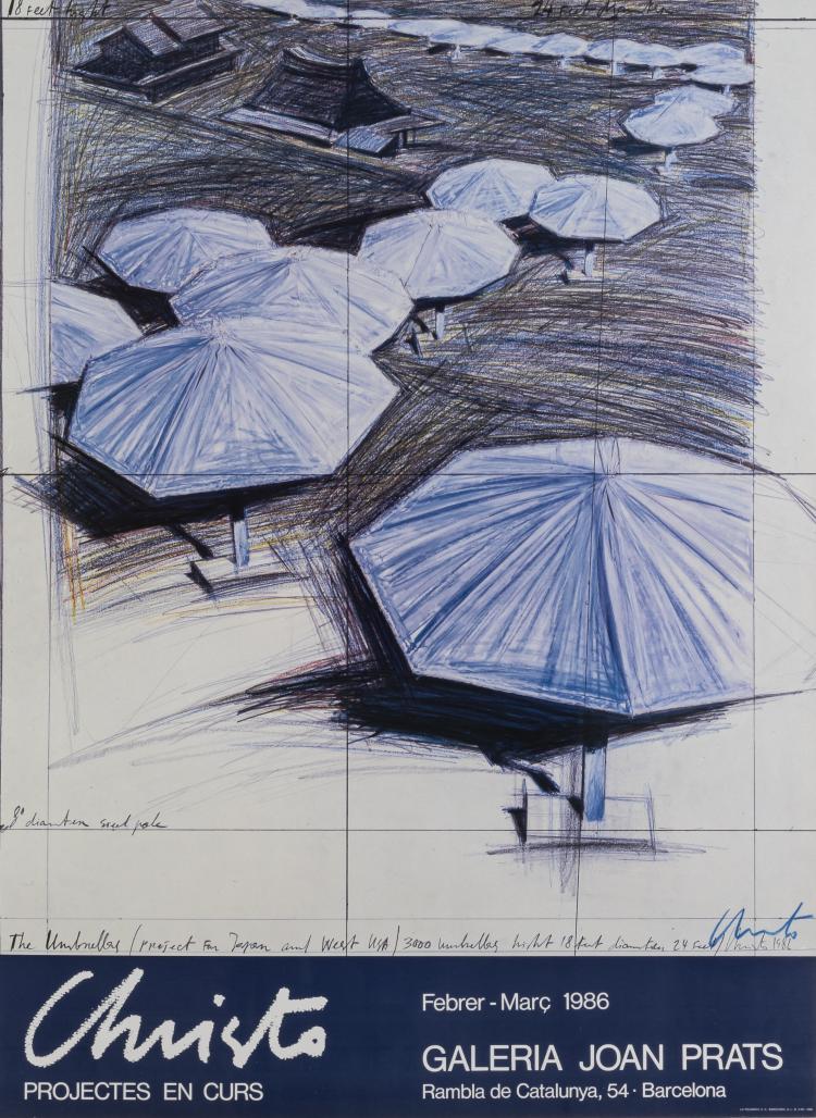 Hauptbild zu Objekt, Ausstellungsplakat 'Umbrellas Blue III', 1986, Christo Javacheff (Christo), 157C 662