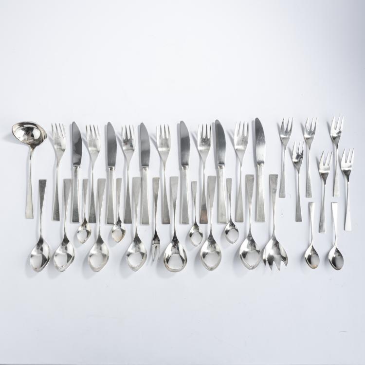Hauptbild zu Objekt, 'Gingo' cutlery for six people, 1962, Wilhelm Braun-Feldweg, Britanniawarenfabrik W. Seibel, Mettmann, 157A 128