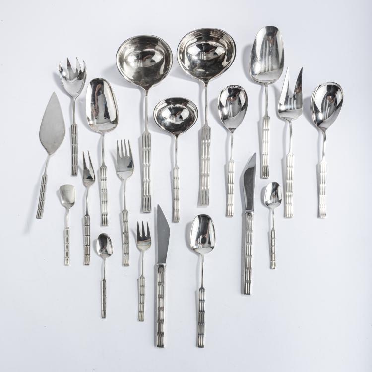 Hauptbild zu Objekt, 'Model 1963' cutlery for six people, 1963, Wilhelm Braun-Feldweg, Britanniawarenfabrik W. Seibel, Mettmann, 157A 129