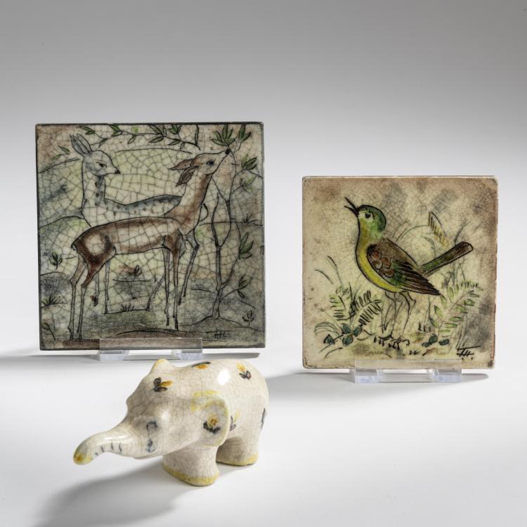 Bild 2 zu Objekt, Two decorative tiles and an elephant, c. 1930, Fritz (Friedrich) Hudler, Hudler, Fritz, Diessen, 156C 604