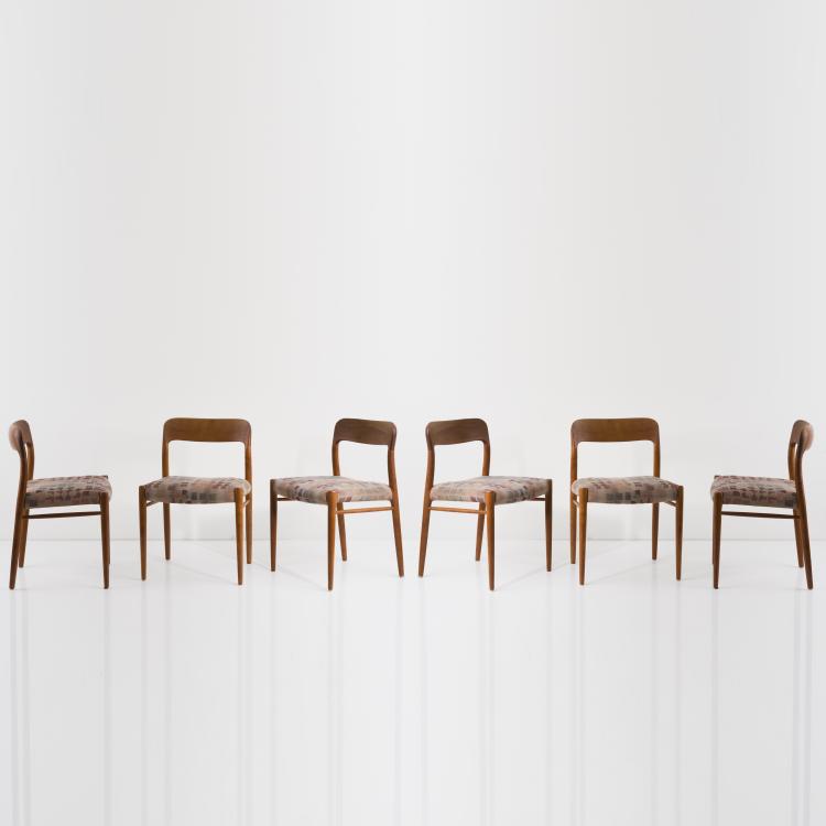 Hauptbild zu Objekt, 6 chairs, c. 1960, J. L. M&oslash;llers M&ouml;belfabrik, H&ouml;jbjerg  (zugeschrieben), 157B 428