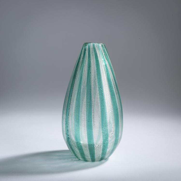 Hauptbild zu Objekt, 'Fasce verde, argento induto' vase, c. 1942, Flavio Poli, Seguso Vetri d'Arte, Murano, 158C 910