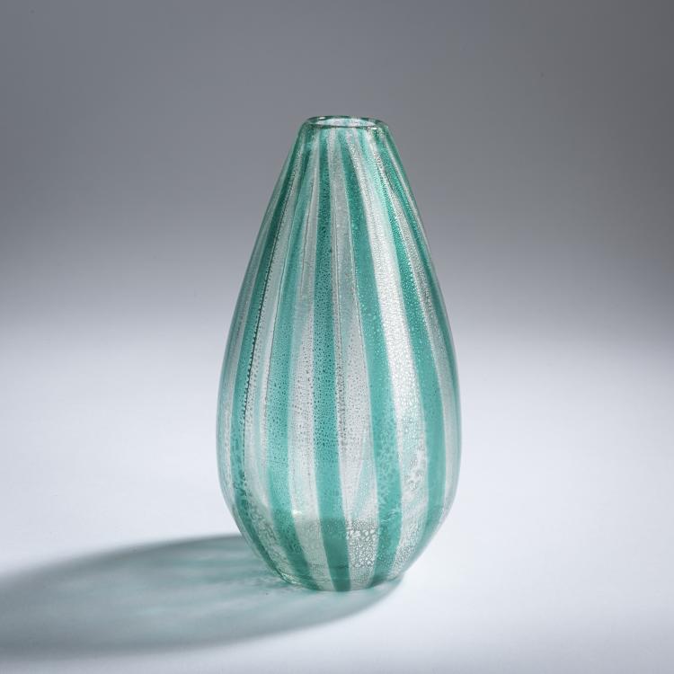 Bild 1 zu Objekt, 'Fasce verde, argento induto' vase, c. 1942, Flavio Poli, Seguso Vetri d'Arte, Murano, 158C 910