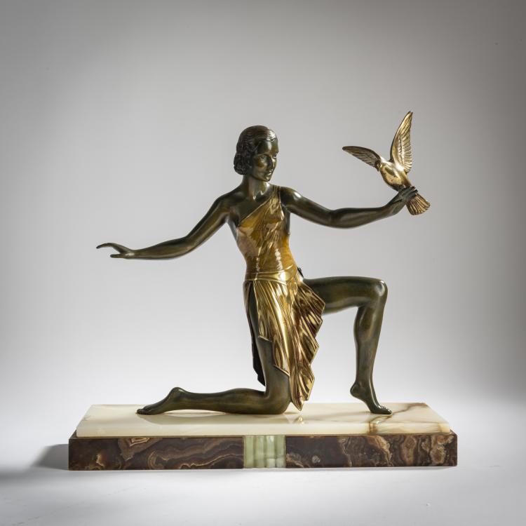 Hauptbild zu Objekt, Frau mit Vogel, um 1930, J. Brault, 156C 339
