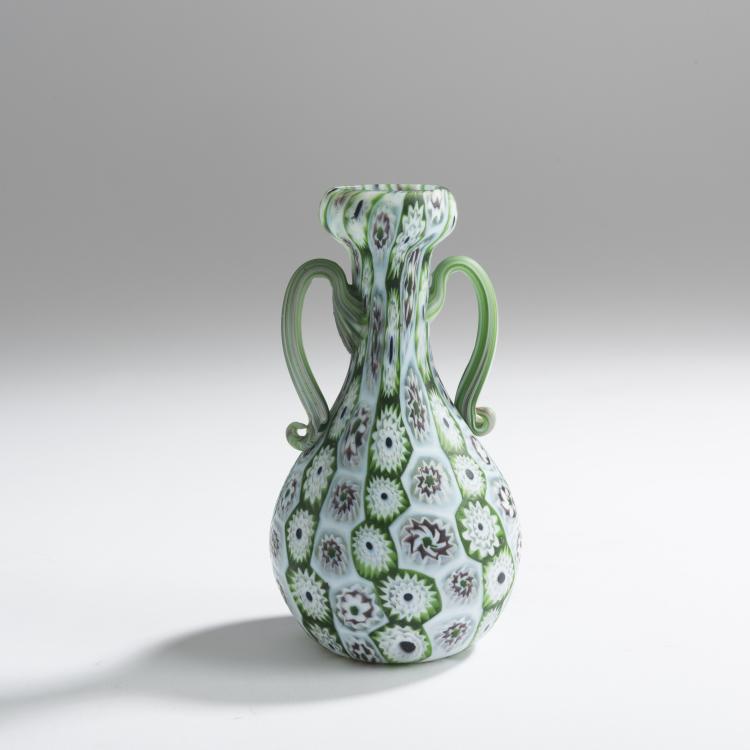 Hauptbild zu Objekt, 'Murrine' vase with handles, c. 1905, Toso, Fratelli, Murano, 158C 787