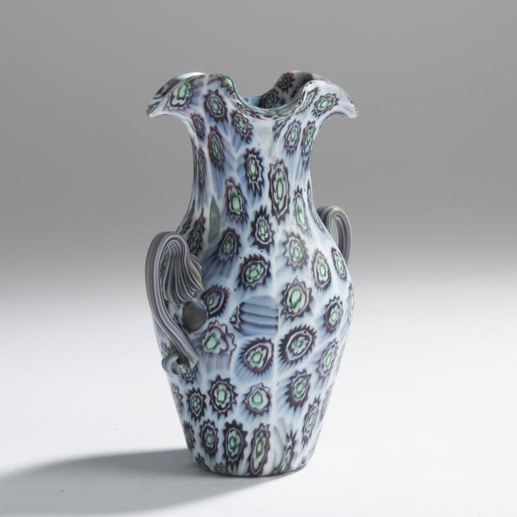 Hauptbild zu Objekt, 'Murrine' vase with handles, c. 1905, Toso, Fratelli, Murano, 158C 788