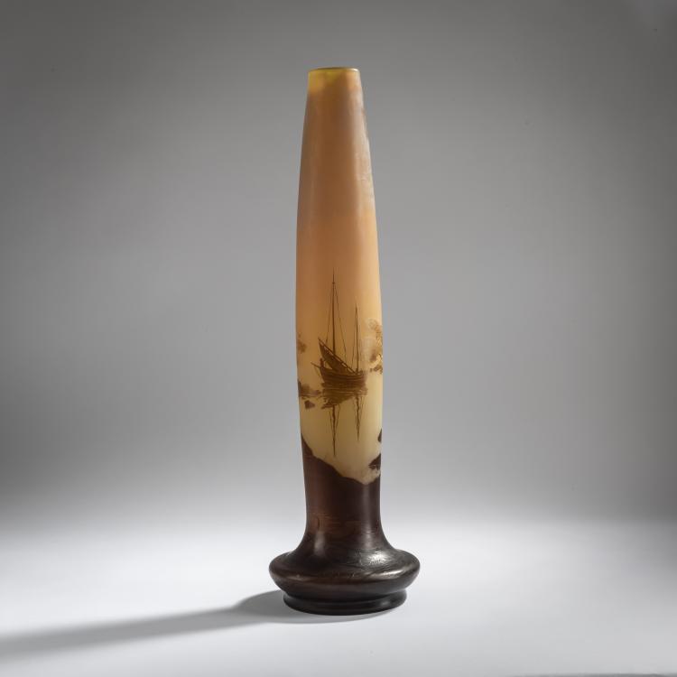 Hauptbild zu Objekt, 'Paysage, voiliers' vase, 1908-20, Emile Gall&eacute;, Gall&eacute;, &Eacute;tablissements, Nancy, 156B 214