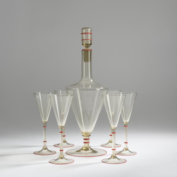 Bild 1 zu Objekt, Carafe with six goblets, c. 1930, Murano, 158C 783