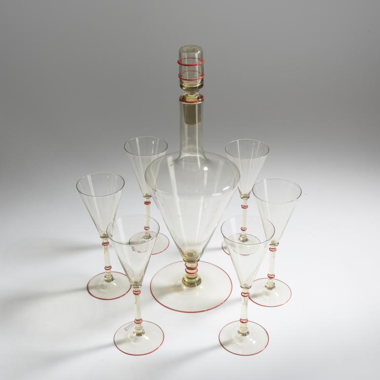 Bild 2 zu Objekt, Carafe with six goblets, c. 1930, Murano, 158C 783