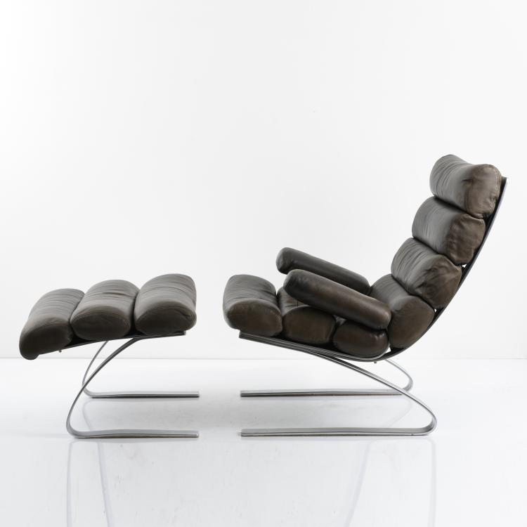 Hauptbild zu Objekt, 'Sinus' armchair and stool, 1976, Reinhold Adolf,Hans-J&uuml;rgen Schr&ouml;pfer, COR, Rheda-Wiedenbr&uuml;ck, 157A 192