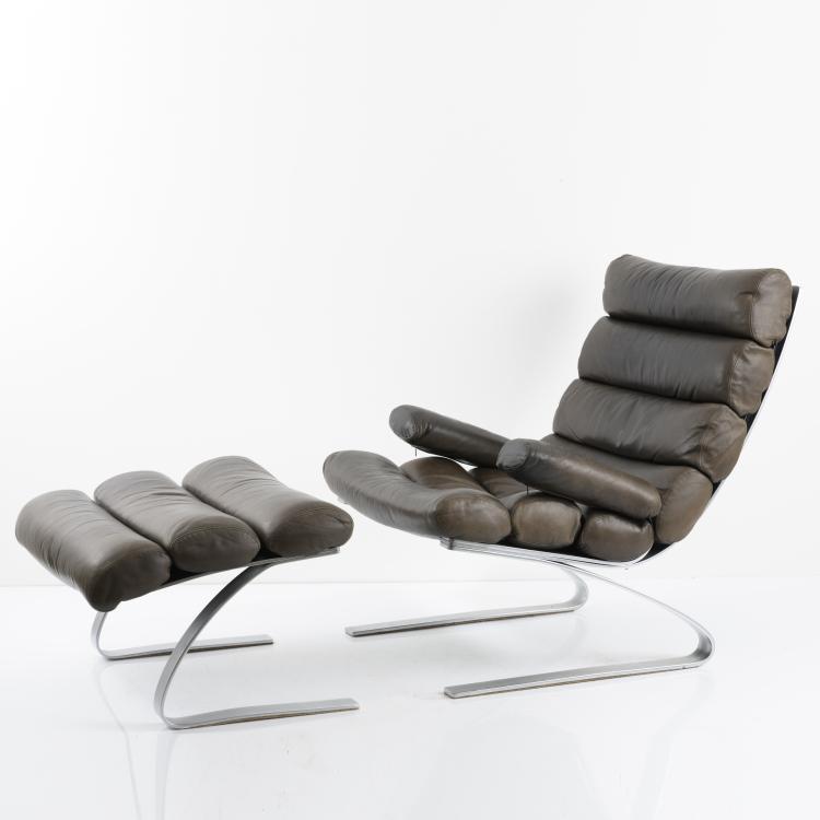 Bild 1 zu Objekt, 'Sinus' armchair and stool, 1976, Reinhold Adolf,Hans-J&uuml;rgen Schr&ouml;pfer, COR, Rheda-Wiedenbr&uuml;ck, 157A 192
