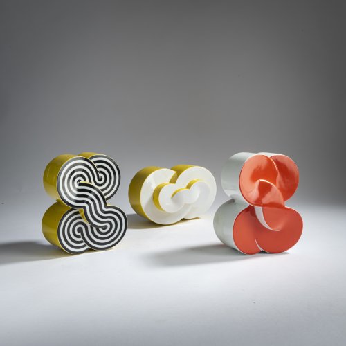 Three small porcelain objects, 1970-1980