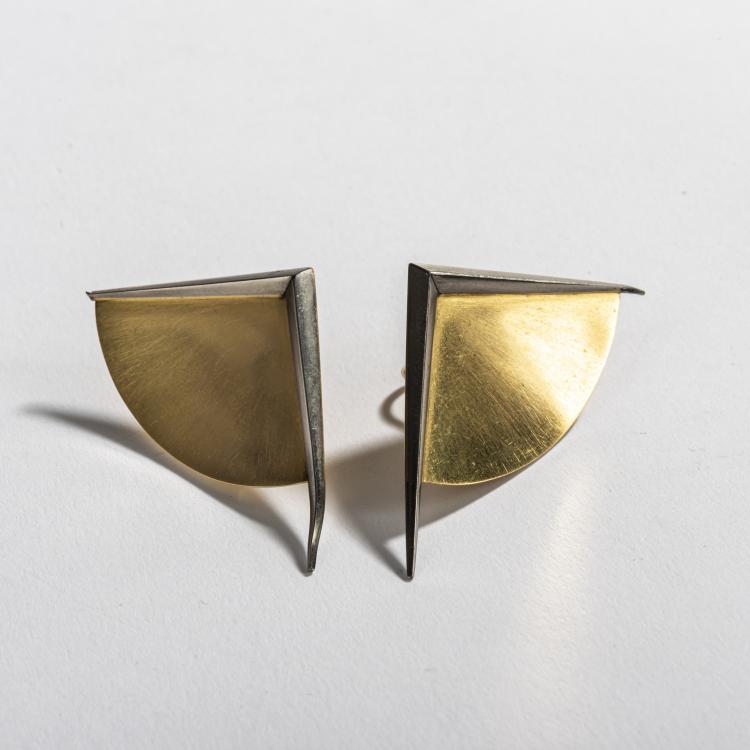 Hauptbild zu Objekt, Pair of designer ear clips, 1980s, Klaus Ullrich, 157D 1013