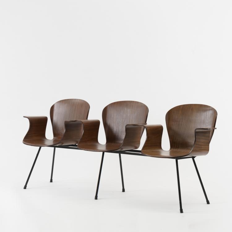 Hauptbild zu Objekt, Three-seater bench, c. 1958, Carlo Ratti (attributed), Italien, 157B 335