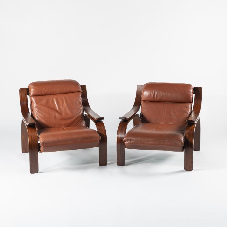 Hauptbild zu Objekt, 2 'Woodline' armchairs, 1964, Marco Zanuso, Arflex, Mailand, 158A 142