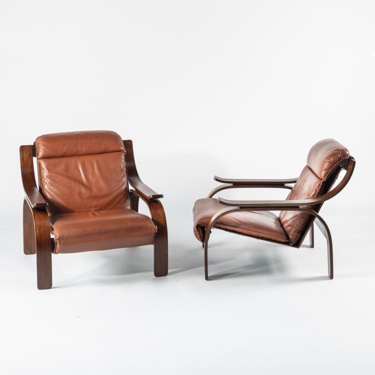 Bild 1 zu Objekt, 2 'Woodline' armchairs, 1964, Marco Zanuso, Arflex, Mailand, 158A 142