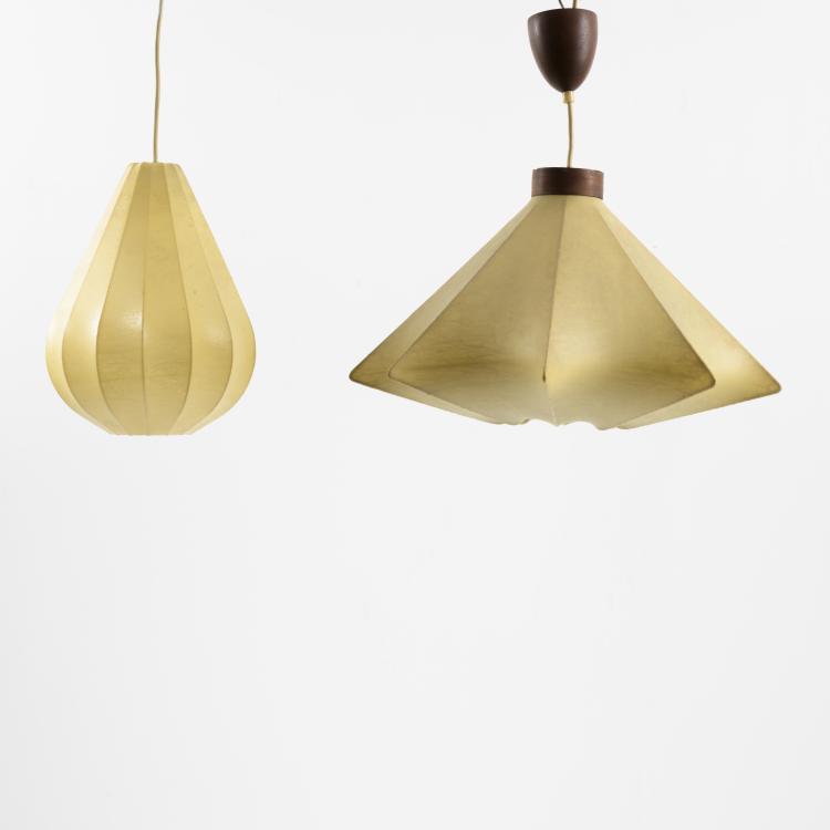 Hauptbild zu Objekt, 2 'Cocoon' ceiling lights, c. 1960, Italien, 157B 453