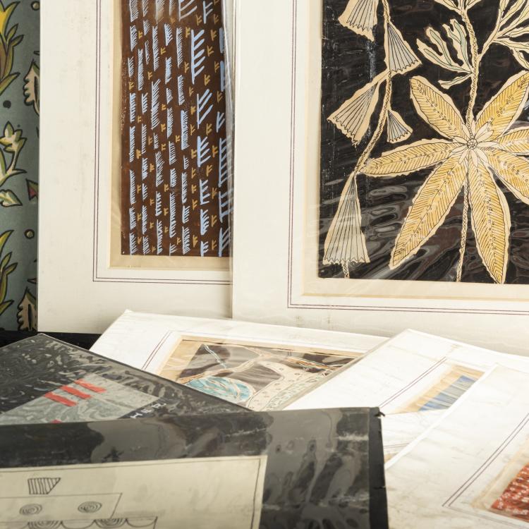 Bild 1 zu Objekt, 10 Entw&uuml;rfe und Skizzen f&uuml;r Textilien und Tapeten, 1930-35, Ada Discher, 160A 62
