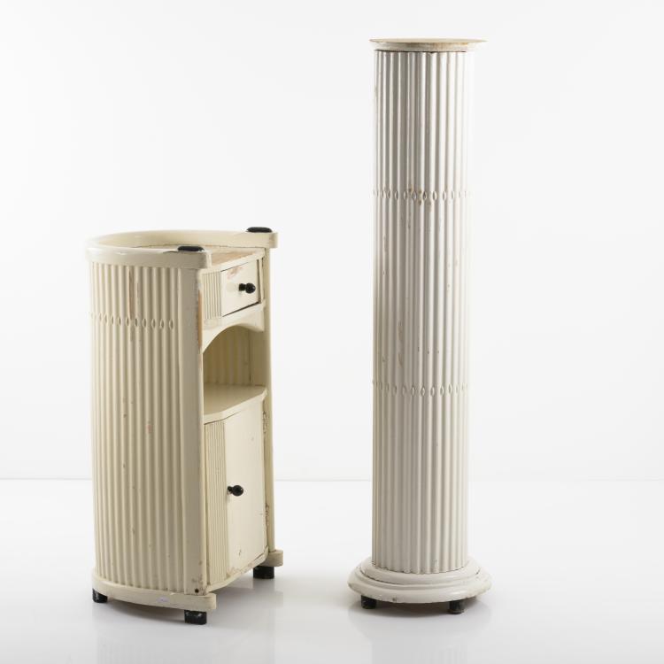 Hauptbild zu Objekt, Bedside table and flower column, 1908, Hans G&uuml;nther Reinstein, Press-Stoff-M&ouml;bel-Gesellschaft, Wien oder Vereinigte M&ouml;belfabriken Germania, Bad Lauterberg, 159C 647