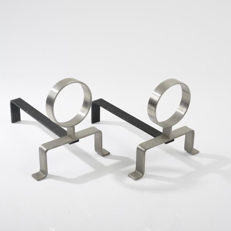 Hauptbild zu Objekt, 2 firedogs, 1970s, Italien, 158A 110