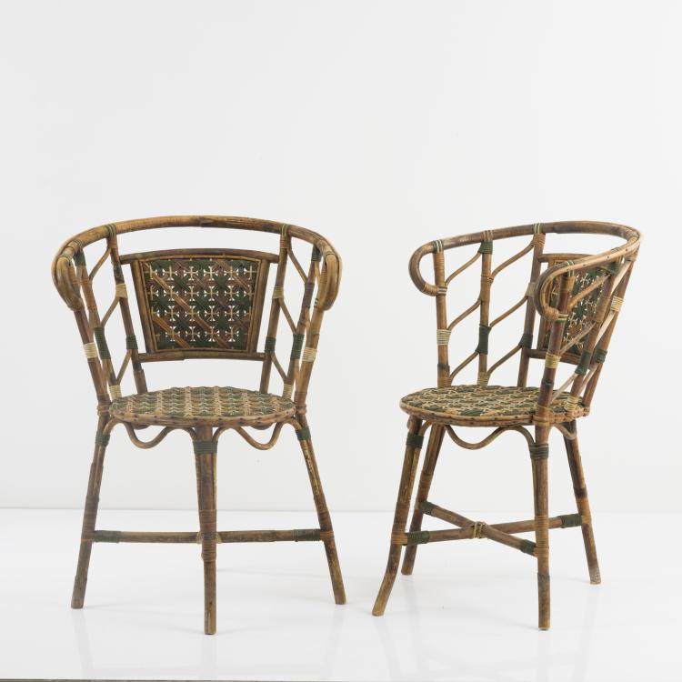 Hauptbild zu Objekt, 2 wicker chairs, 1940s, Italien, 158A 12