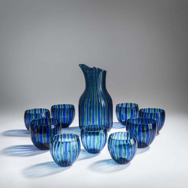 Hauptbild zu Objekt, Jug and 9 glasses, 1946/47, Gio Ponti, Venini & C., Murano, 158C 814