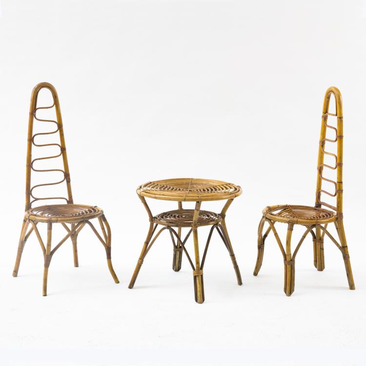 Hauptbild zu Objekt, 2 chairs and a table, 1950s, Italien, 158A 43