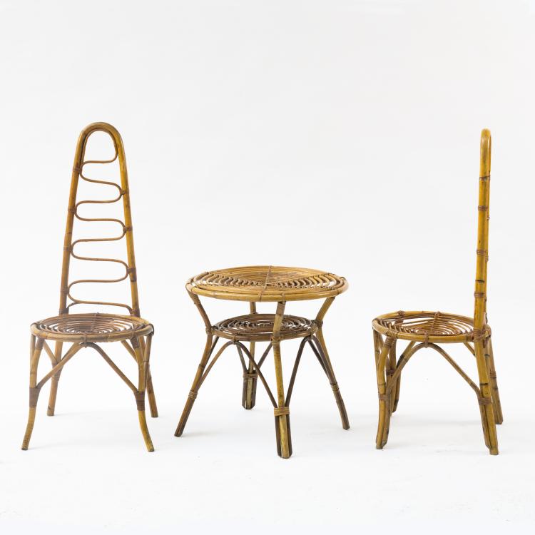 Bild 1 zu Objekt, 2 chairs and a table, 1950s, Italien, 158A 43