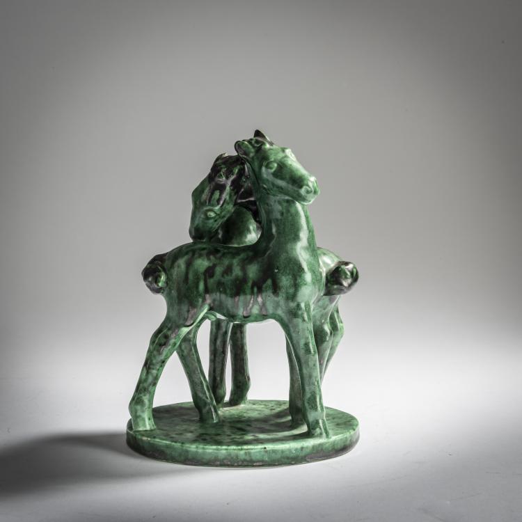 Hauptbild zu Objekt, Two horses, 1928/29, Ernst Weber, Goldscheider, Wien, 159C 560
