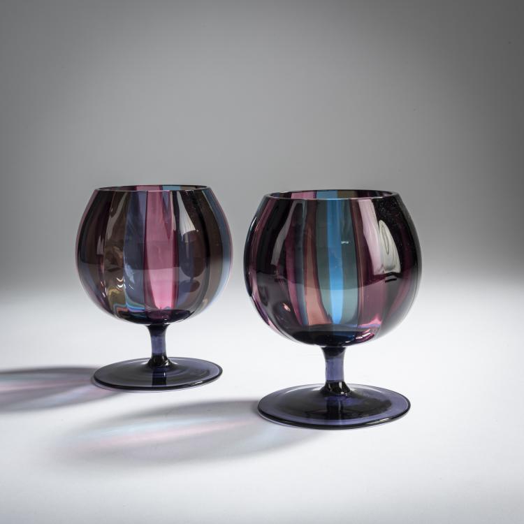 Hauptbild zu Objekt, 2 brandy glasses, c. 1957, Massimo Vignelli, Venini & C., Murano, 158C 840