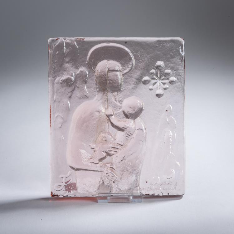 Hauptbild zu Objekt, Glass panel Mary with baby Jesus, c. 1960, Jean Cocteau, Fucina degli Angeli, Venedig; Egidio Costantini -, 158C 1007