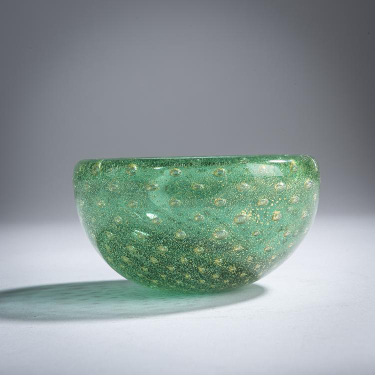 Bild 1 zu Objekt, 'Sommerso a bollicine' bowl, c. 1935, Carlo Scarpa, Venini & C., Murano, 158C 806