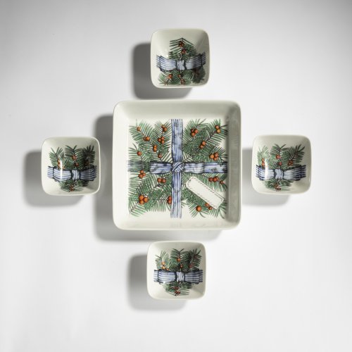 'Nastro' serving plate and 4 bowls, 1960s