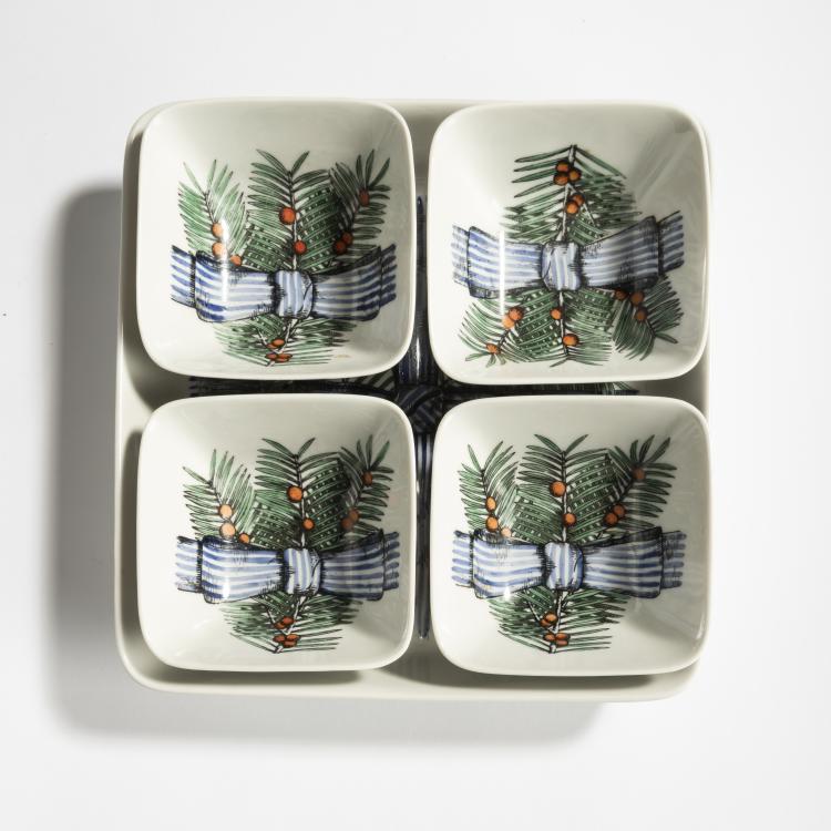 Bild 1 zu Objekt, 'Nastro' serving plate and 4 bowls, 1960s, Piero Fornasetti, Fornasetti, Mailand, 158A 198