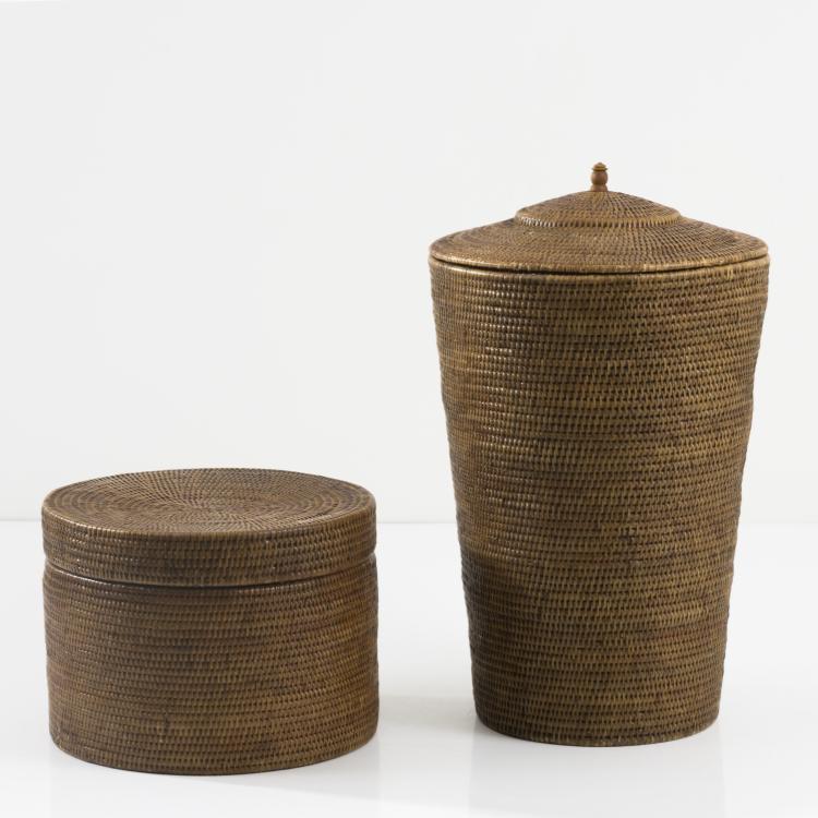 Hauptbild zu Objekt, 2 covered baskets, 1970s, Frankreich (zugeschrieben), 158B 527