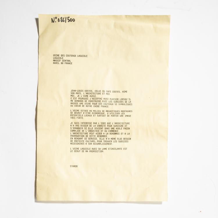 Bild 4 zu Objekt, 'Laguiole' paperweight / architectural model , 1987, Philippe Starck, O.W.O, Frankreich, 158B 530