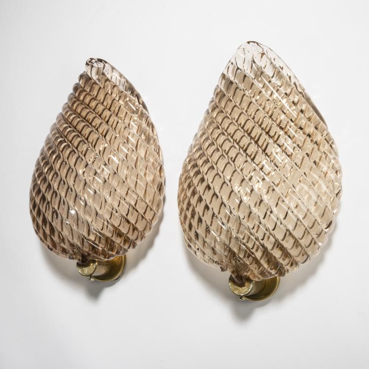 Bild 1 zu Objekt, Zwei Wandappliquen, 1950er Jahre, Barovier & Toso, Murano, 158A 47
